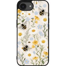 Coque iPhone 17e / 16e - Silicone rigide noir Pattern bees Spring 2026