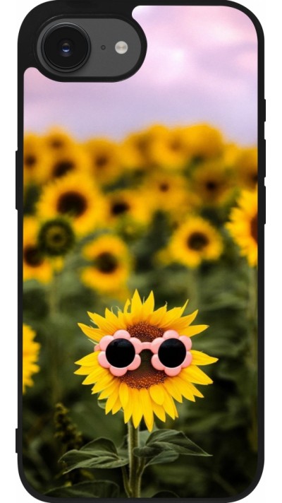 iPhone 17e / 16e Case Hülle - Silikon schwarz Sunflower with glasses Spring 2026