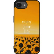 Coque iPhone 16e - Silicone rigide noir Summer 2025 Enjoy your life