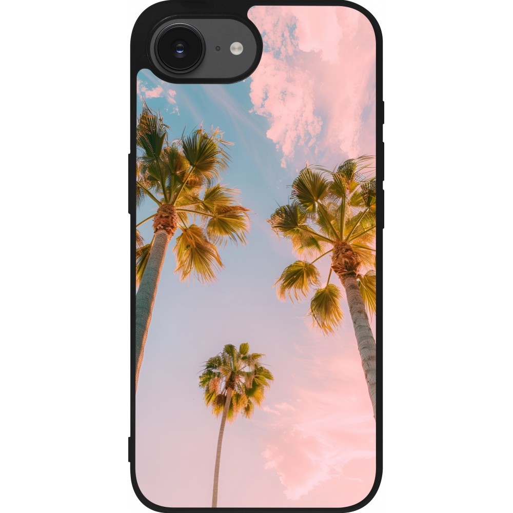 iPhone 16e Case Hülle - Silikon schwarz Summer 2025 Palmiers
