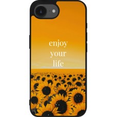 Coque iPhone 17e / 16e - Silicone rigide noir Summer 2026 Enjoy your life