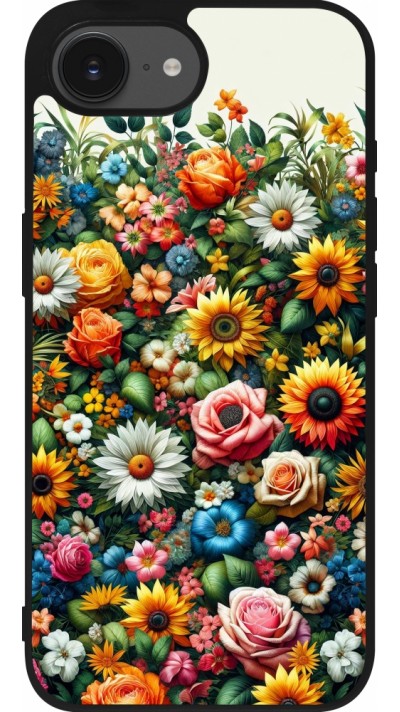 Coque iPhone 16e - Silicone rigide noir Summer Floral Pattern