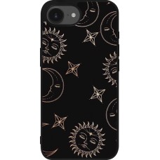 Coque iPhone 16e - Silicone rigide noir Suns and Moons