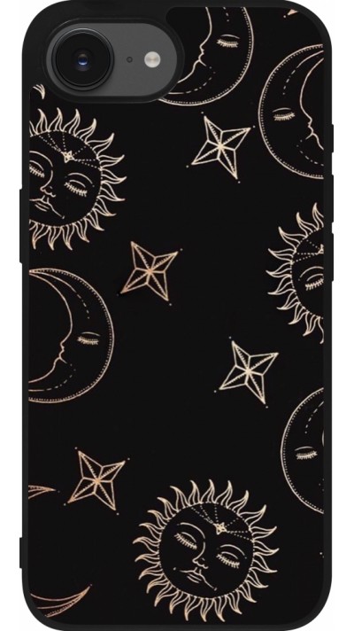 Coque iPhone 16e - Silicone rigide noir Suns and Moons