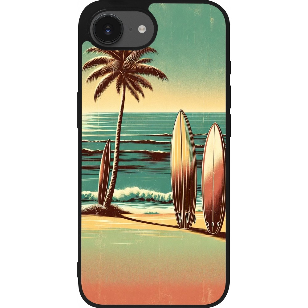 iPhone 16e Case Hülle - Silikon schwarz Surf Paradise