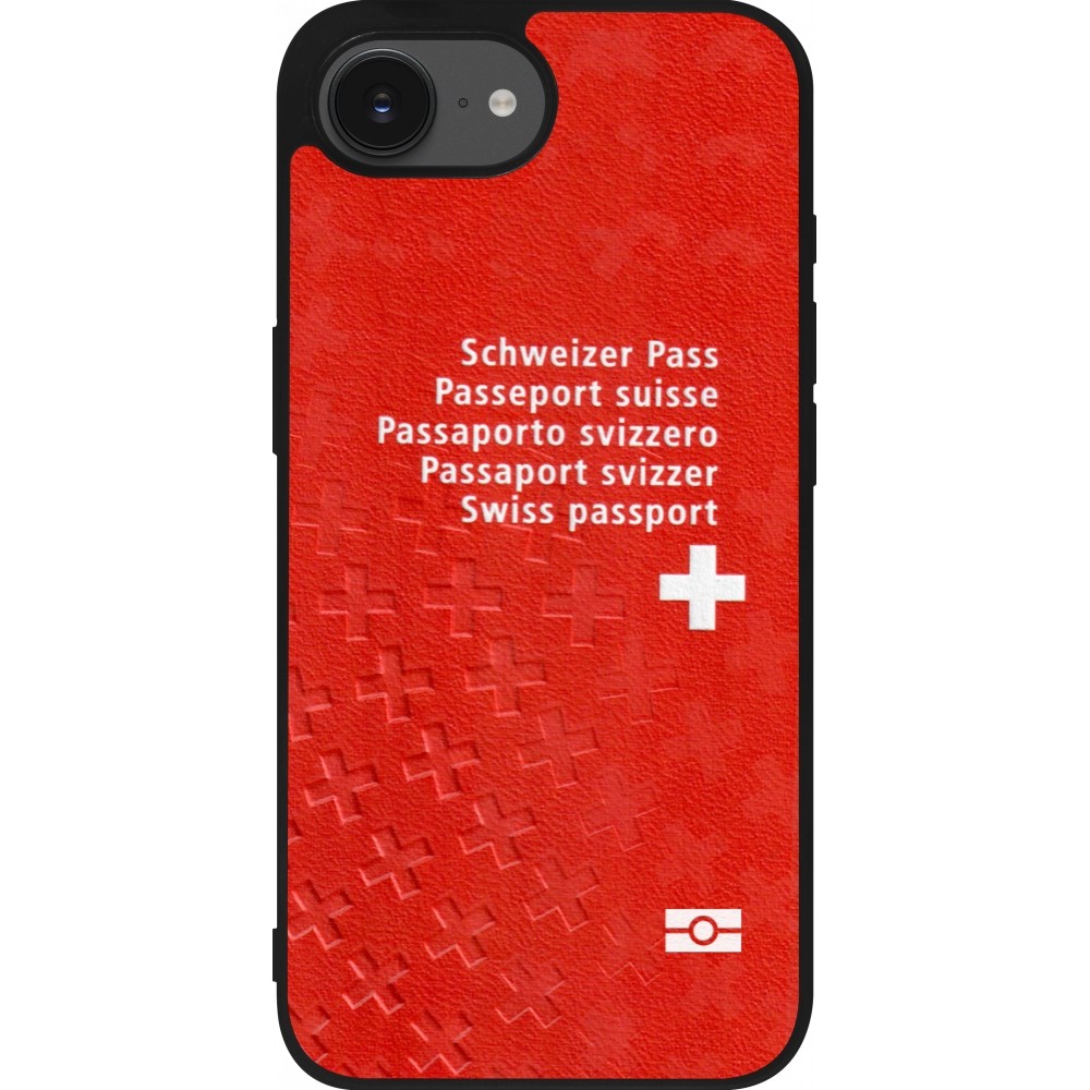 Coque iPhone 16e - Silicone rigide noir Swiss Passport
