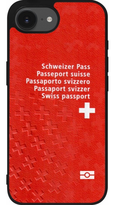 Coque iPhone 16e - Silicone rigide noir Swiss Passport
