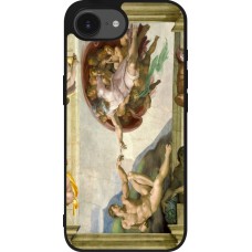 Coque iPhone 16e - Silicone rigide noir Tableau art - La Création d’Adam - Michel-Ange