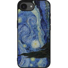 Coque iPhone 16e - Silicone rigide noir Tableau art - La Nuit étoilée - Van Gogh