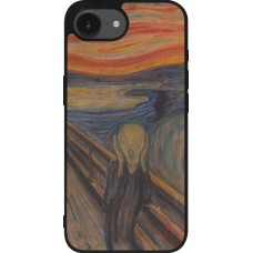 Coque iPhone 16e - Silicone rigide noir Tableau art - Le Cri - Edvard Munch