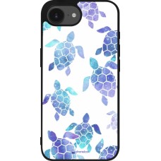 Coque iPhone 17e / 16e - Silicone rigide noir Turtles pattern watercolor