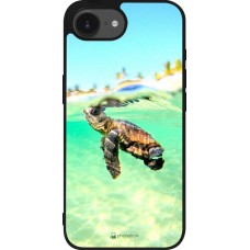 Coque iPhone 16e - Silicone rigide noir Turtle Underwater