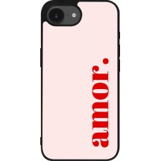 Coque iPhone 16e - Silicone rigide noir Valentine 2024 amor
