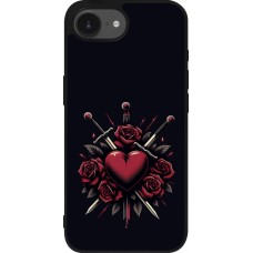 Coque iPhone 16e - Silicone rigide noir Valentine 2024 gothic love