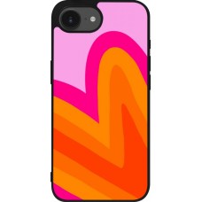 Coque iPhone 16e - Silicone rigide noir Valentine 2024 heart gradient
