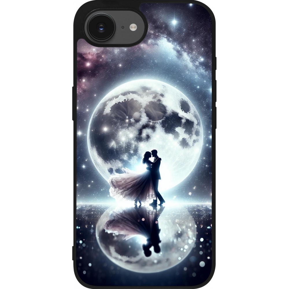 iPhone 16e Case Hülle - Silikon schwarz Valentin 2024 Liebe unter dem Mond