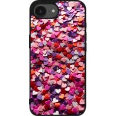 Coque iPhone 16e - Silicone rigide noir Valentine 2025 Confetti