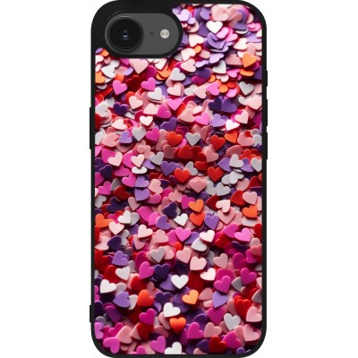 Coque iPhone 17e / 16e - Silicone rigide noir Valentine 2025 Confetti