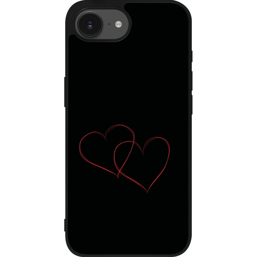 Coque iPhone 16e - Silicone rigide noir Valentine 2023 attached heart