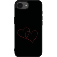Coque iPhone 16e - Silicone rigide noir Valentine 2023 attached heart
