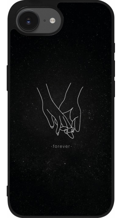 Coque iPhone 16e - Silicone rigide noir Valentine 2023 hands forever