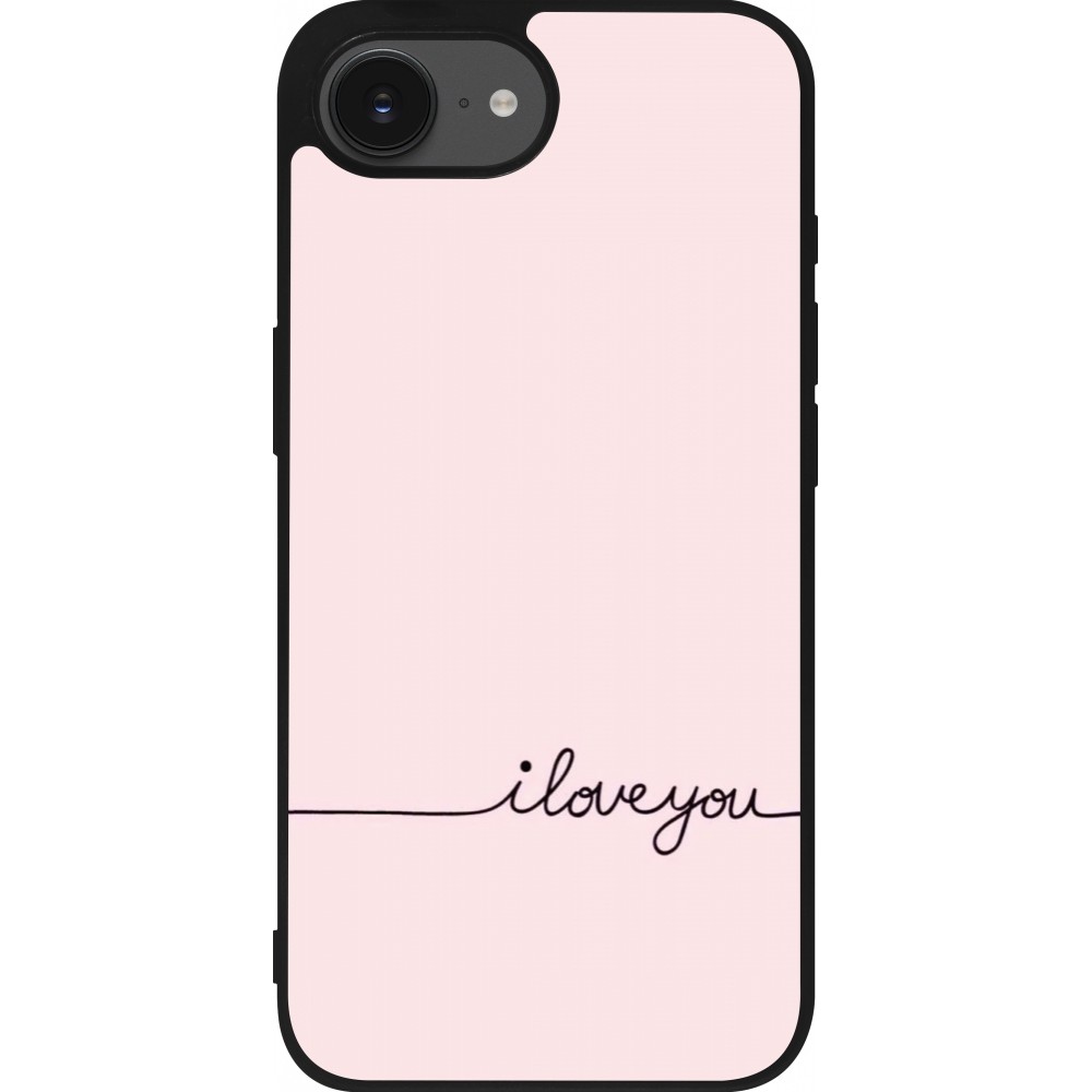 Coque iPhone 16e - Silicone rigide noir Valentine 2023 i love you writing