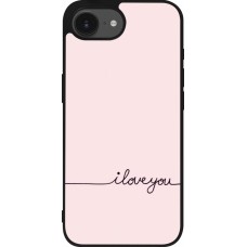 Coque iPhone 16e - Silicone rigide noir Valentine 2023 i love you writing