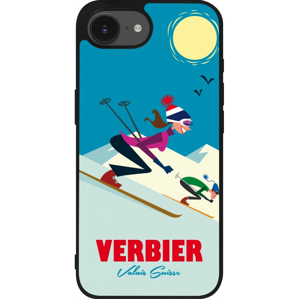 iPhone 16e Case Hülle - Silikon schwarz Verbier Ski Downhill