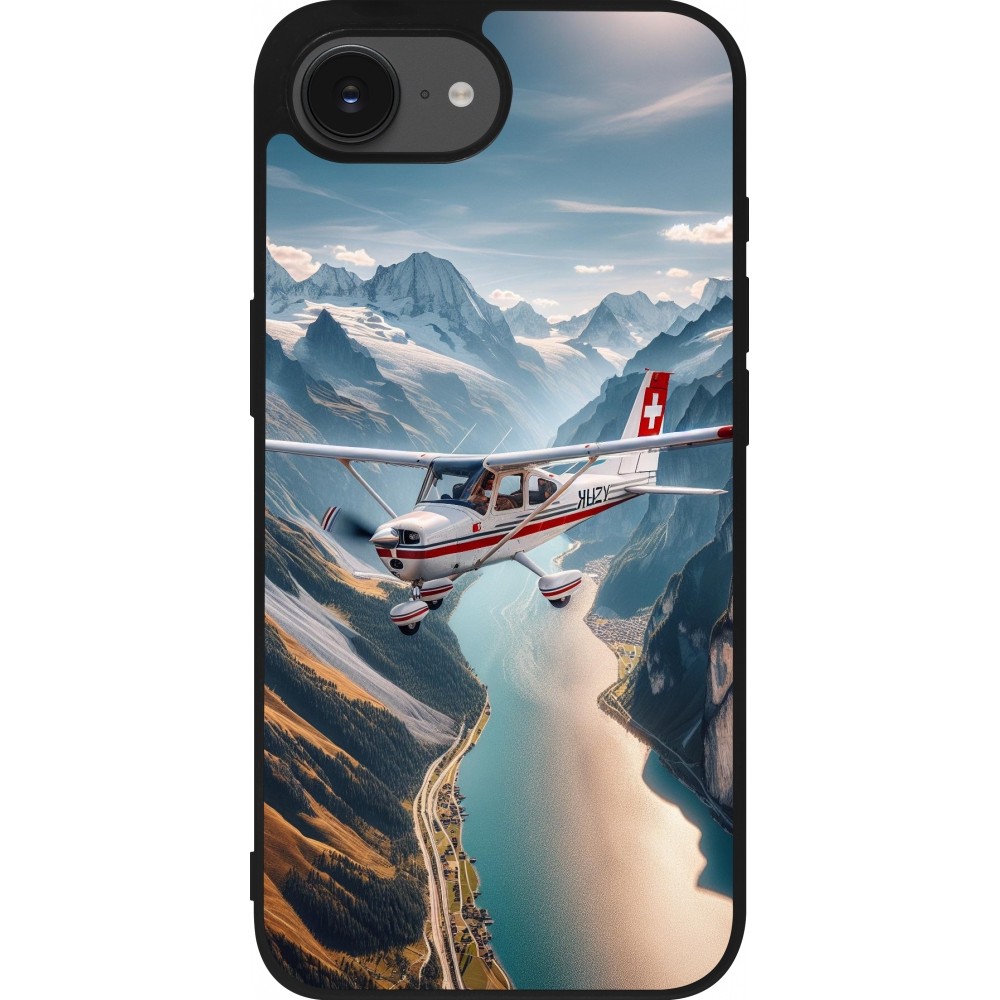 iPhone 16e Case Hülle - Silikon schwarz Schweizer Alpenflug