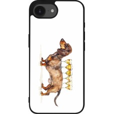 Coque iPhone 16e - Silicone rigide noir Wine Teckel