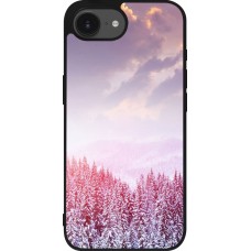 Coque iPhone 17e / 16e - Silicone rigide noir Winter 22 Pink Forest