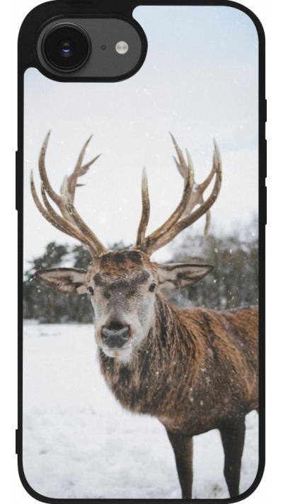 iPhone 16e Case Hülle - Silikon schwarz Winter 25 Winter reindeer