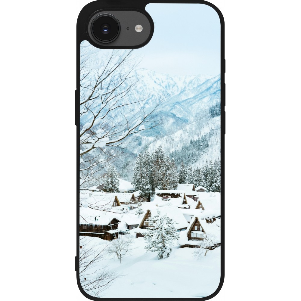 iPhone 16e Case Hülle - Silikon schwarz Winter 25 Winter snowy landscape