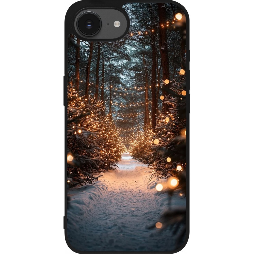 iPhone 16e Case Hülle - Silikon schwarz Winter 25 Winter snowy road