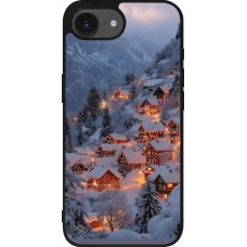iPhone 16e Case Hülle - Silikon schwarz Winter 25 Winter snowy village