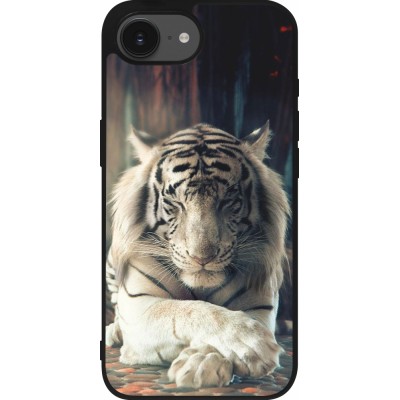 iPhone 16e Case Hülle - Silikon schwarz Zen Tiger