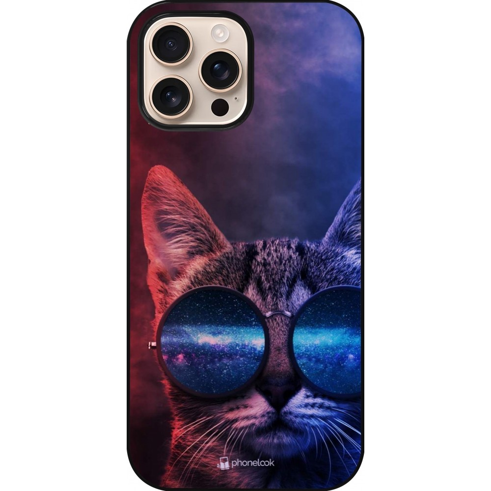 iPhone 16 Pro Max Case Hülle - Red Blue Cat Glasses