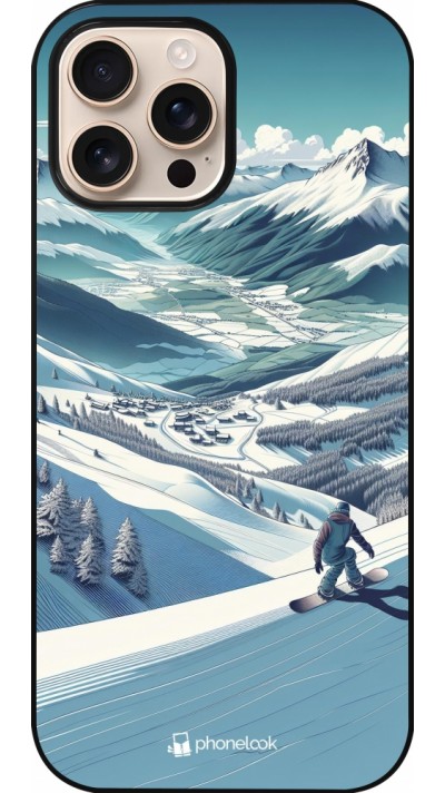 Coque iPhone 16 Pro Max - Snowboarder Montagne
