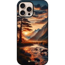iPhone 16 Pro Max Case Hülle - Tal Sonnenuntergang Hirsch Baum