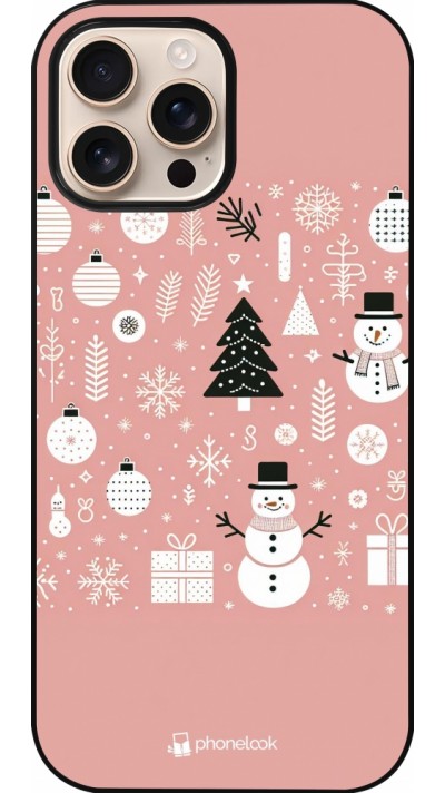 iPhone 16 Pro Max Case Hülle - Weihnachten 2024 Rose Schneemann Weihnachten