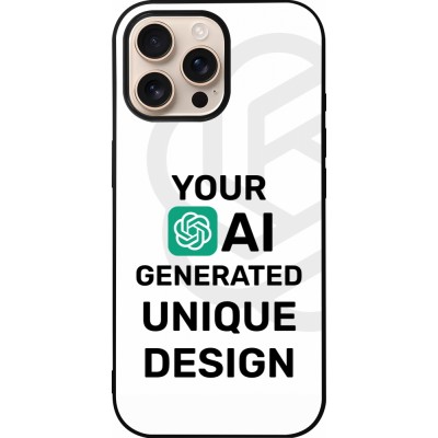 Coque iPhone 16 Pro Max - Silicone rigide noir 100% unique générée par intelligence artificielle (AI) avec vos idées