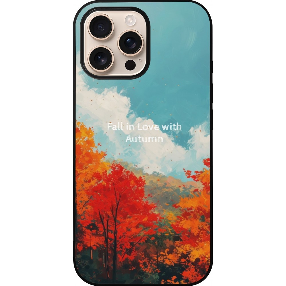 iPhone 16 Pro Max Case Hülle - Silikon schwarz Autumn 25 Fall in love