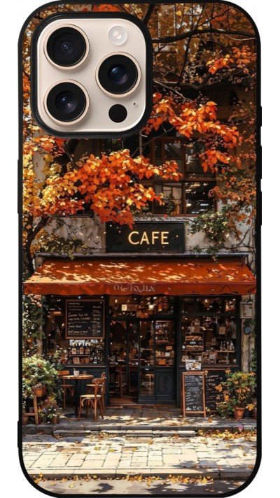 Coque iPhone 16 Pro Max - Silicone rigide noir Autumn 25 Coffee shop