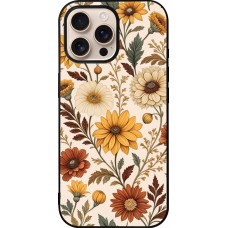 Coque iPhone 16 Pro Max - Silicone rigide noir Autumn 25 Flower pattern