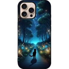 iPhone 16 Pro Max Case Hülle - Silikon schwarz Schwarze Katze Spaziergang