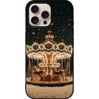 Coque iPhone 16 Pro Max - Silicone rigide noir Christmas 25 Carousel