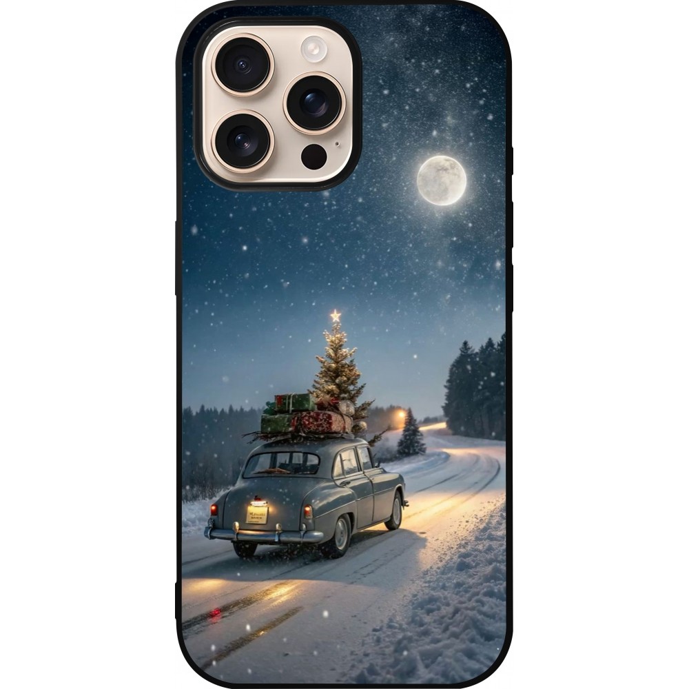 iPhone 16 Pro Max Case Hülle - Silikon schwarz Christmas 25 Car with Tree Xmas
