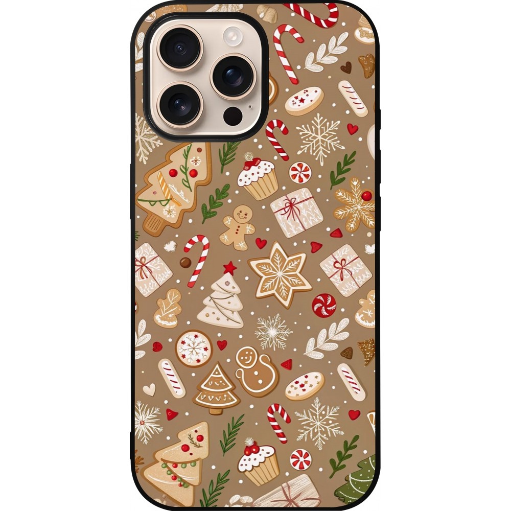 Coque iPhone 16 Pro Max - Silicone rigide noir Christmas 25 Pattern Ginger Cookie