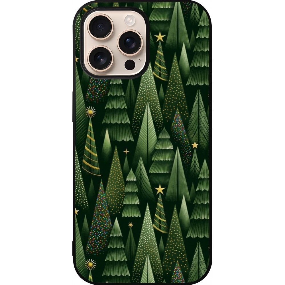 iPhone 16 Pro Max Case Hülle - Silikon schwarz Christmas 25 Pattern Xmas Tree