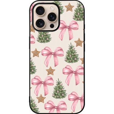 Coque iPhone 16 Pro Max - Silicone rigide noir Christmas 25 Vintage Ribbons